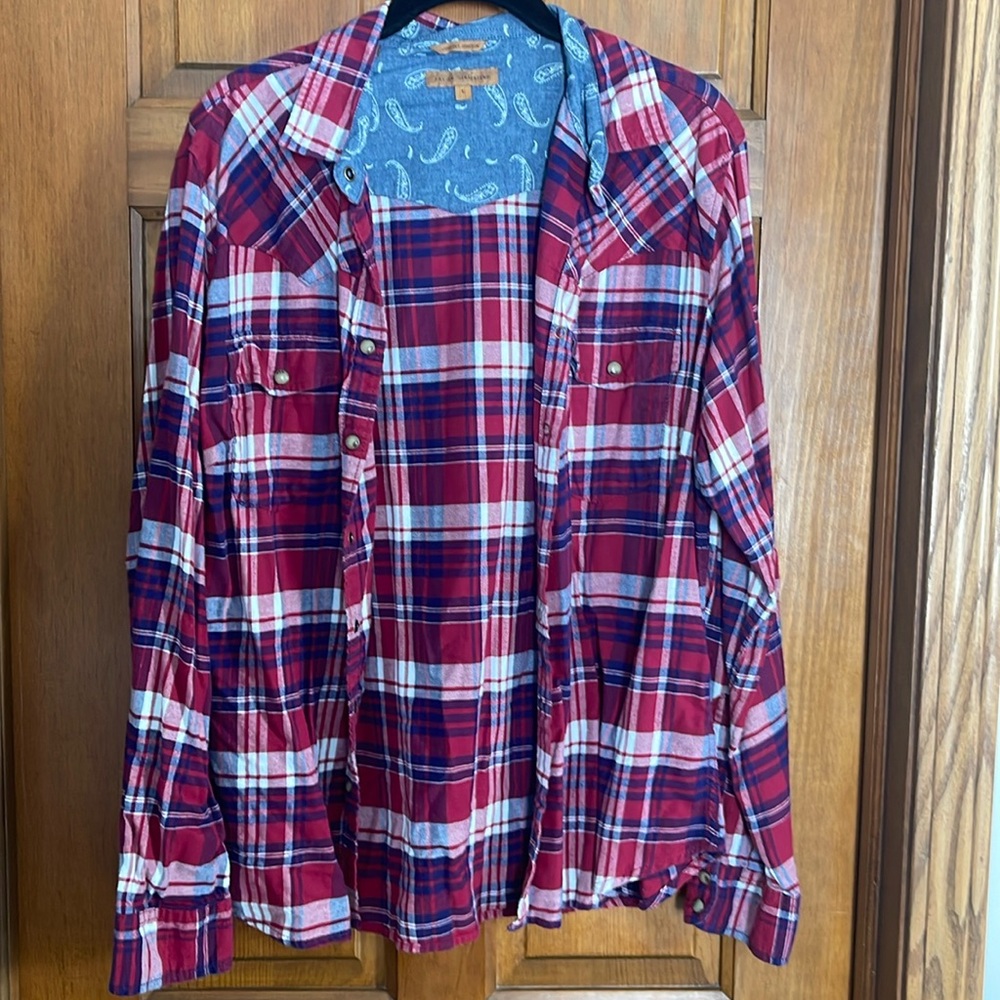 Jachs girlfriend comfort stretch plaid top